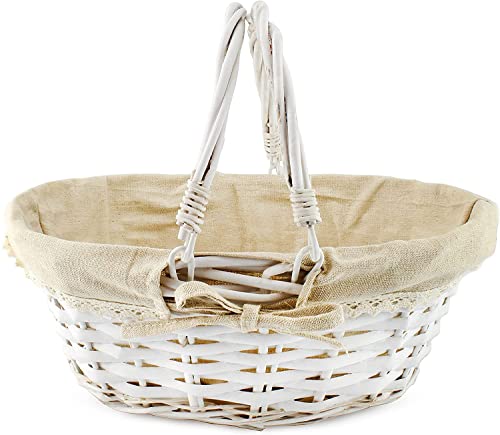 White-Painted Wicker Basket