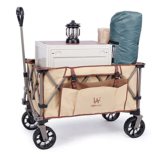 WHITSUNDAY Collapsible Wagon Folding Garden Outdoor Park Utility Wagon Picnic Camping Cart Compact