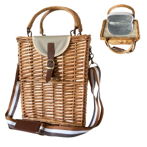 Modern Holler Insulated Wicker Picnic Basket for 2 or 4