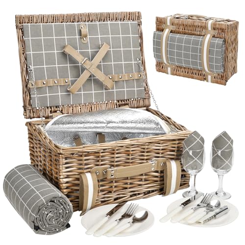 Willow Picnic Set for 2 with Insulated Cooler & Cutlery Kit