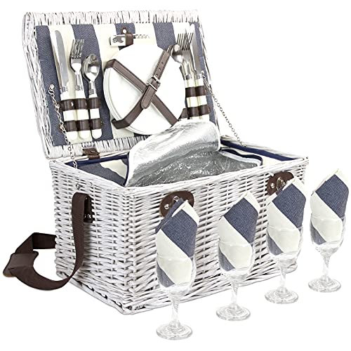 Willow Picnic Basket Set with Insulated Compartment