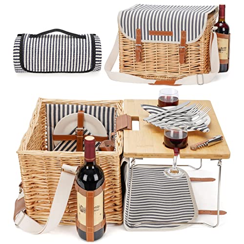 Willow Picnic Basket with Table for 2
