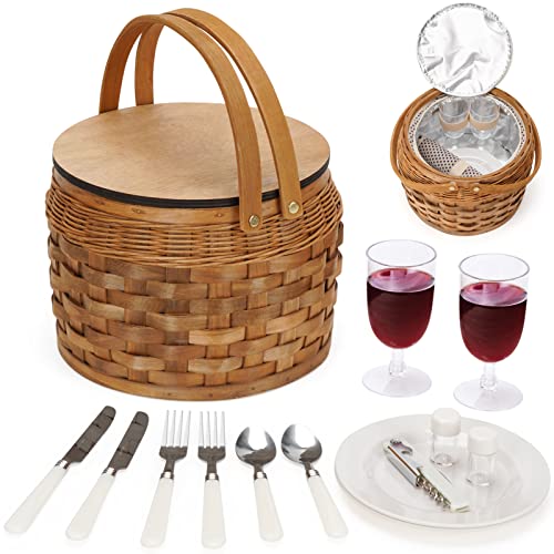 2-Person Picnic Basket Set with Insulated Cooler & Cutlery