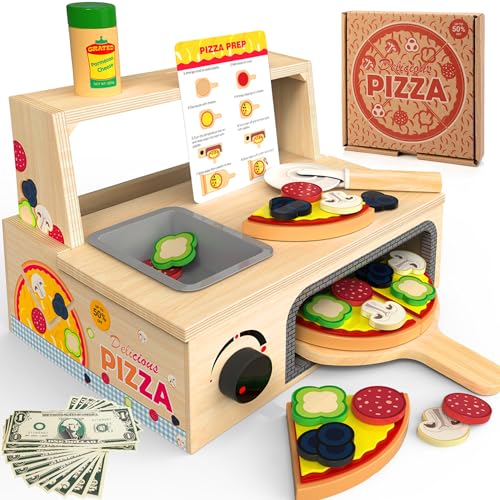 Melissa & Doug Wooden Slice & Stack Sandwich Counter with Deli Slicer –  56-Piece Pretend Play Food Pieces - FSC Certified Materials 