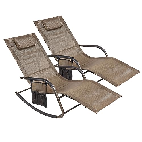 Wostore Rocking Lounger Patio Chaise Sunbathing Chair