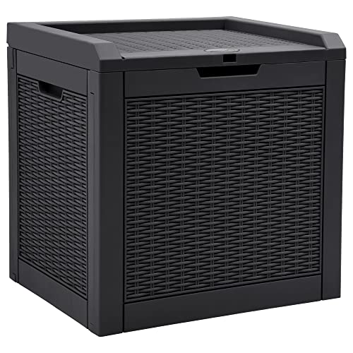YITAHOME 32 Gallon Rattan Deck Box: Waterproof Outdoor Storage with Lockable Lid
