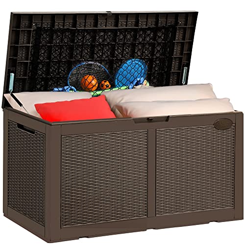 YITAHOME Large Deck Box with Storage Net