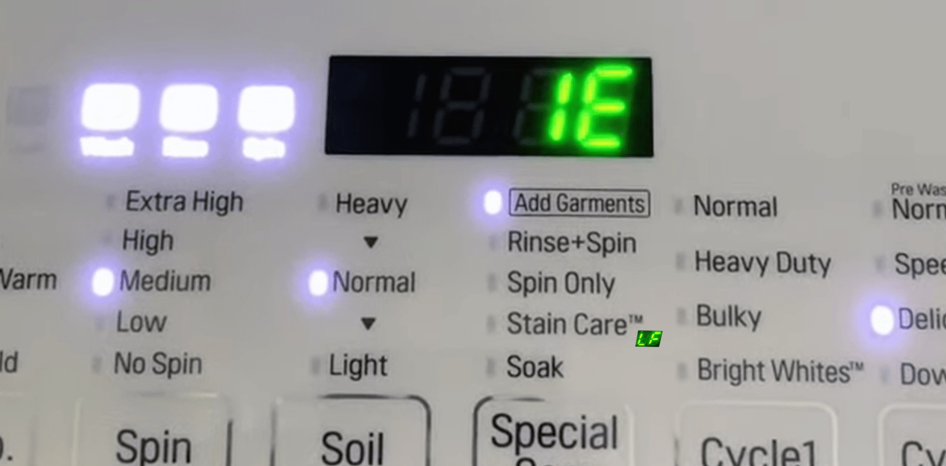 What Does Ie Mean On Washing Machine