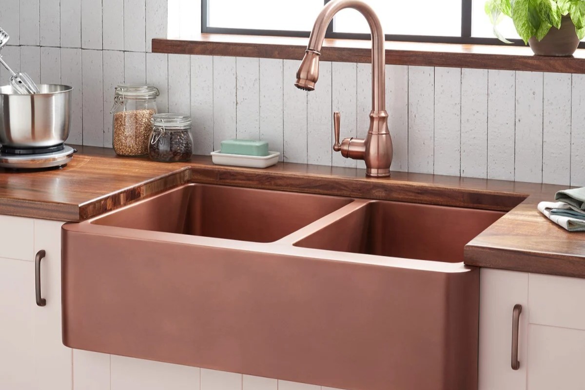 DIY Guide to Installing a Kitchen Farmhouse Sink with a Copper Patina Finish